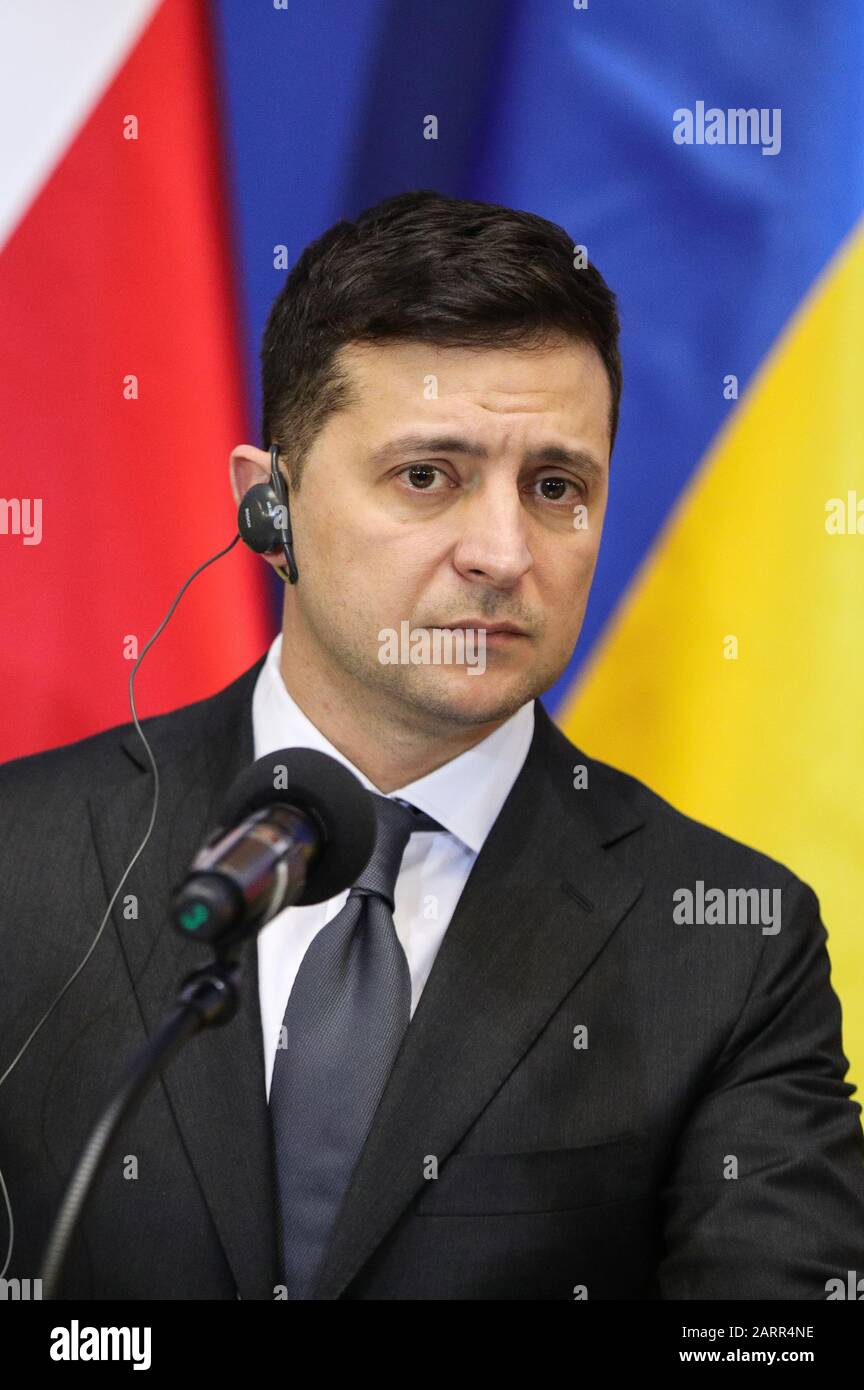 President of Ukraine Volodymyr Zelensky speaks during a press ...