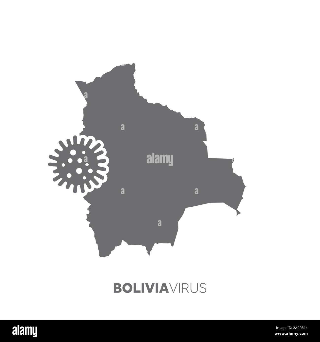 Bolivia map with a virus microbe. Illness and disease outbreak Stock Vector