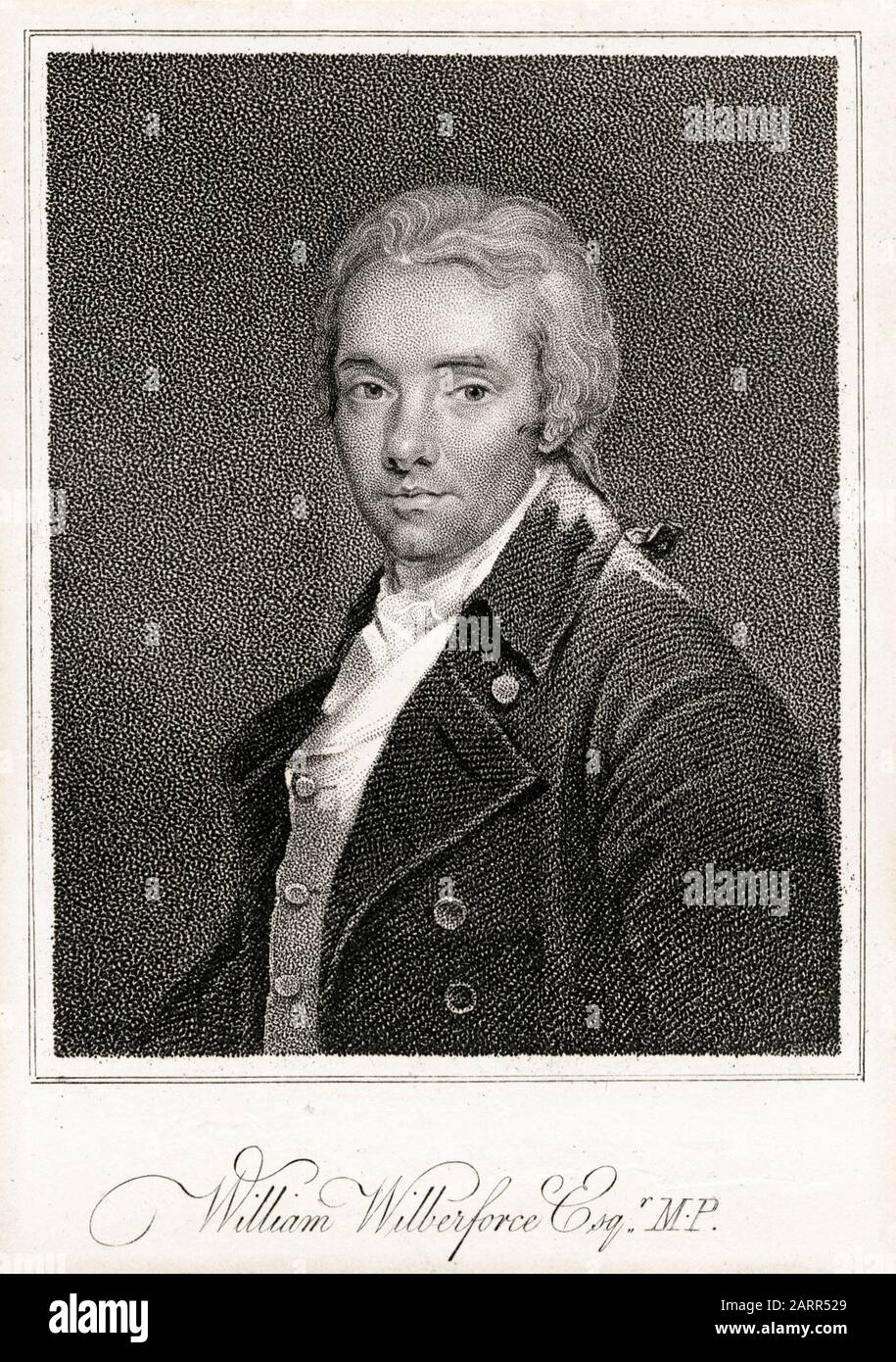 William Wilberforce (1759-1833), British politician, anti slave trade abolitionist, portrait print circa 1778 Stock Photo