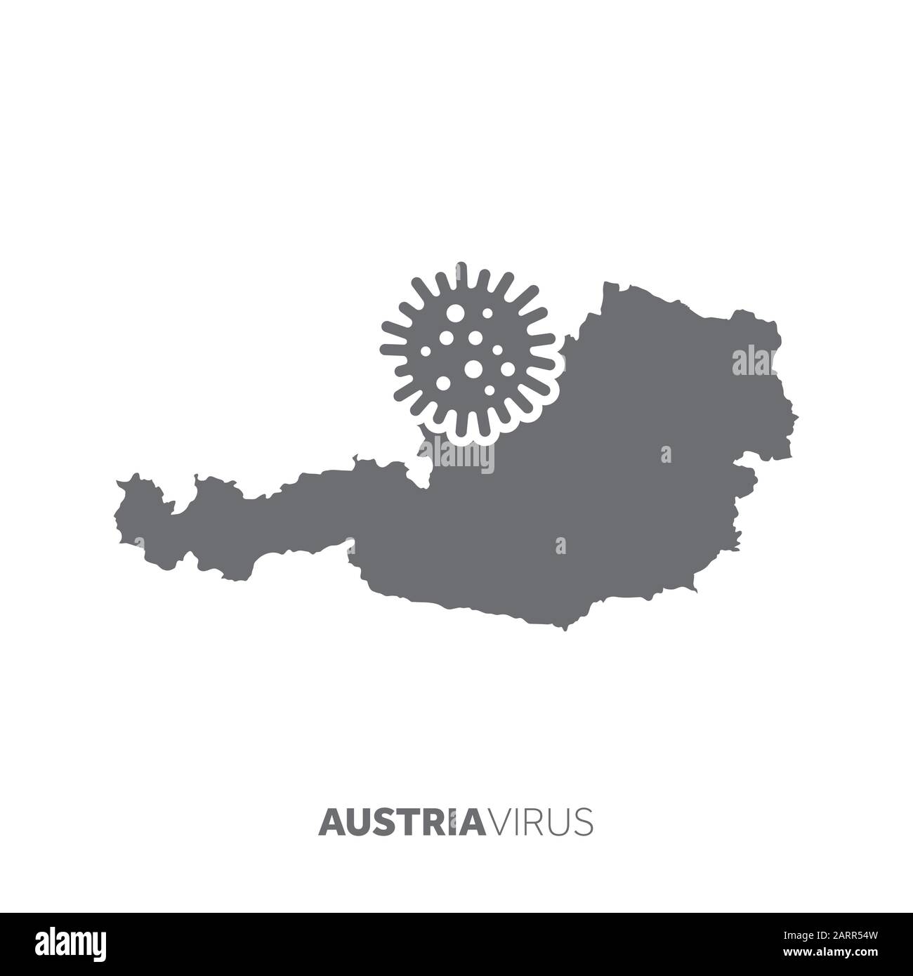 Austria map with a virus microbe. Illness and disease outbreak Stock Vector
