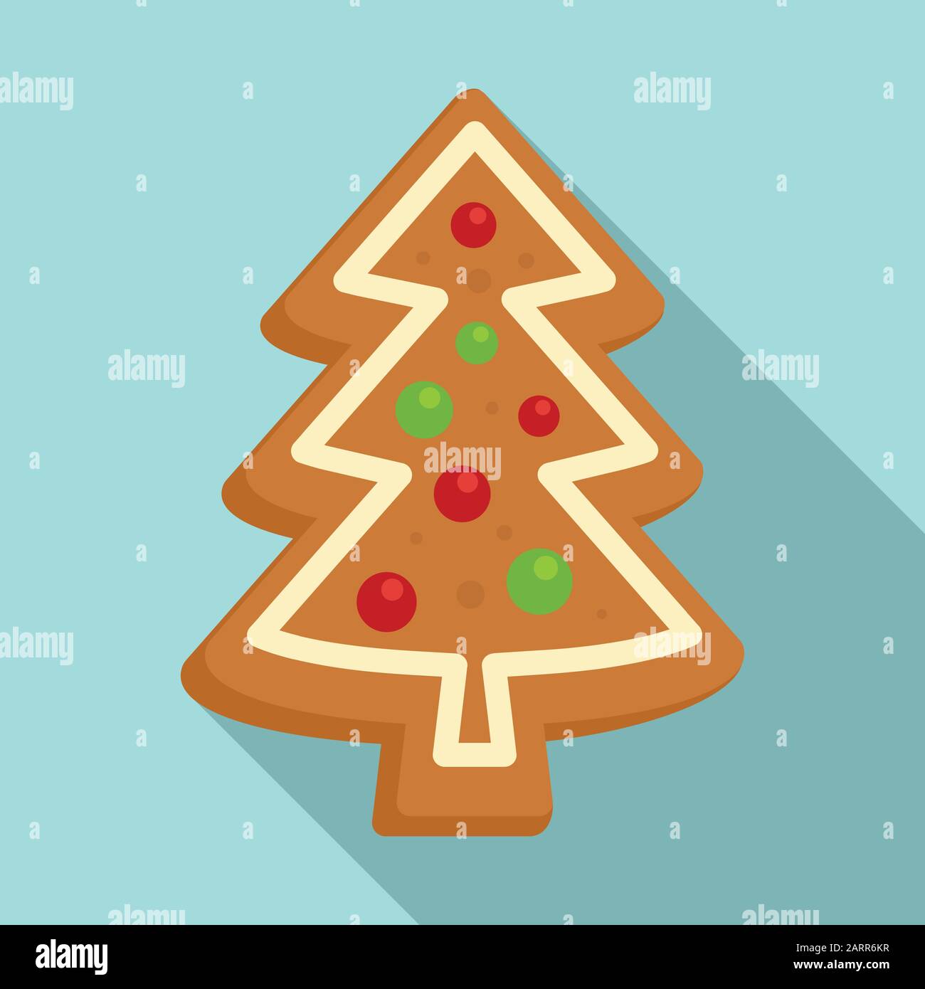 Gingerbread xmas tree icon. Flat illustration of gingerbread xmas tree ...