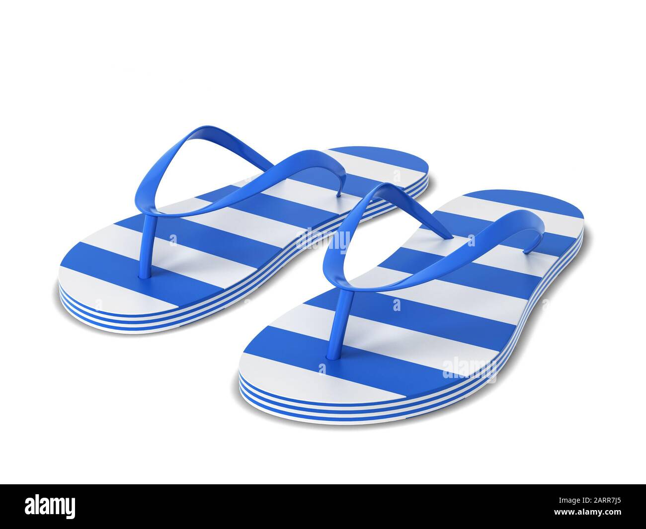Pair of blank flip flops. 3d illustration isolated on white background ...