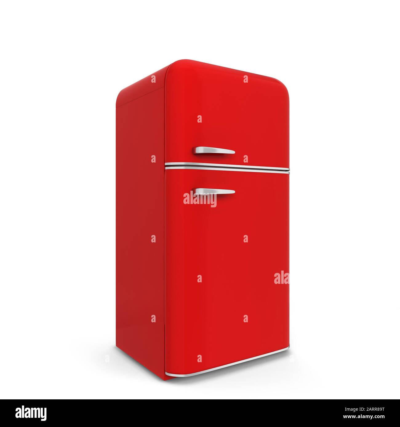 Retro Kitchen Appliance 3d Rendering Of Vintage Red Refrigerator