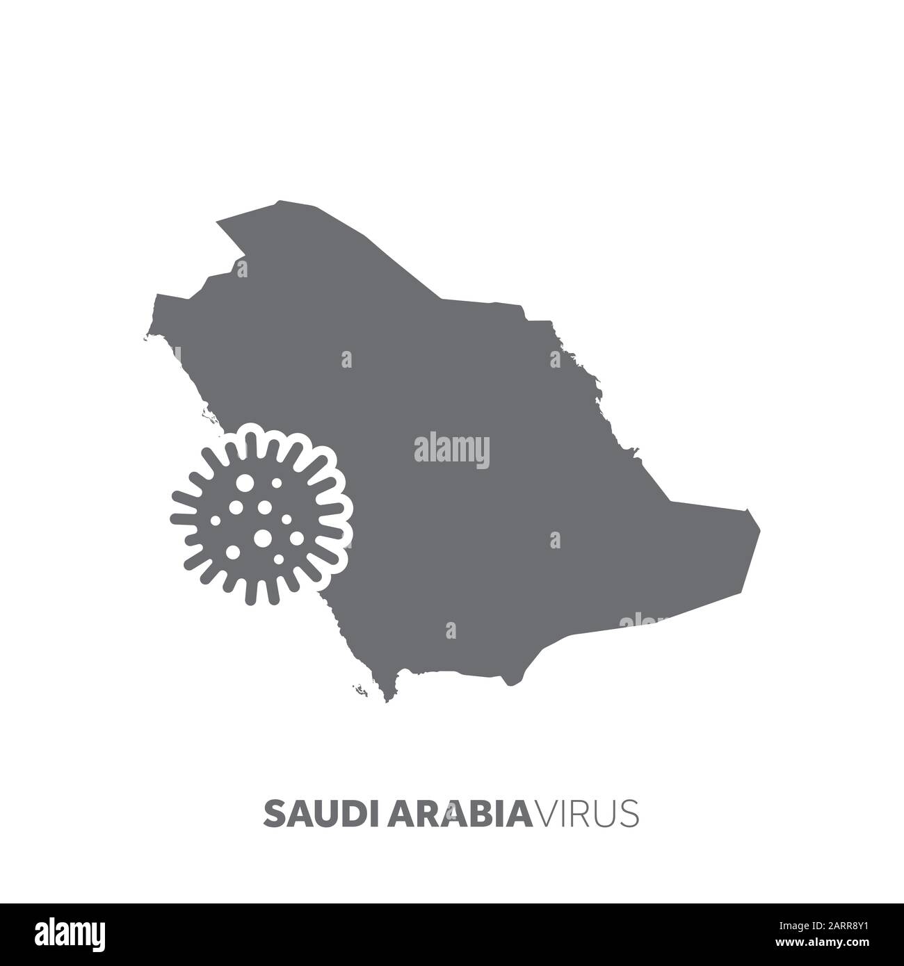 Saudi Arabia map with a virus microbe. Illness and disease outbreak Stock Vector