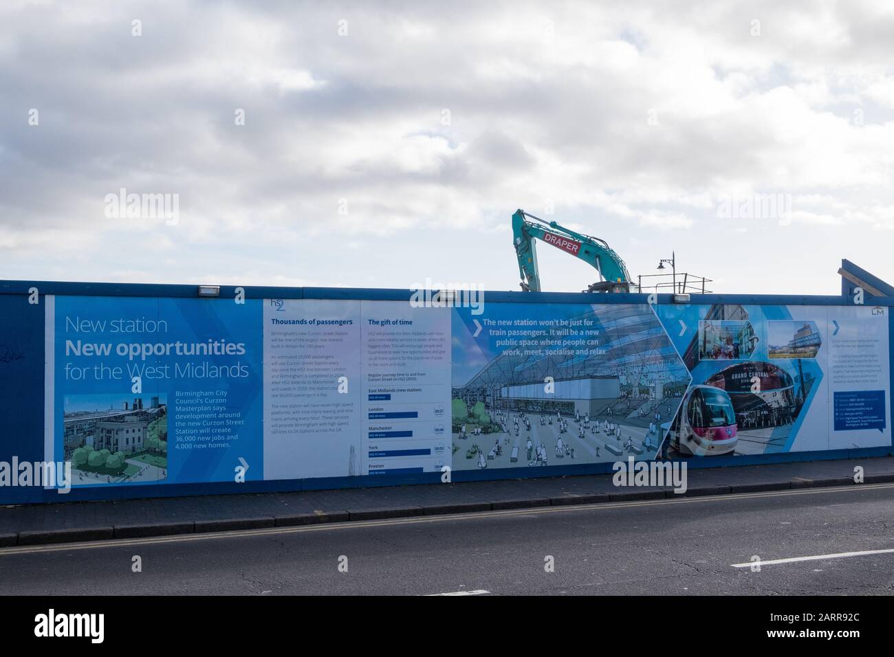 HS2 construction work continues around Curzon Street in Eastside, Birmingham, UK Stock Photo