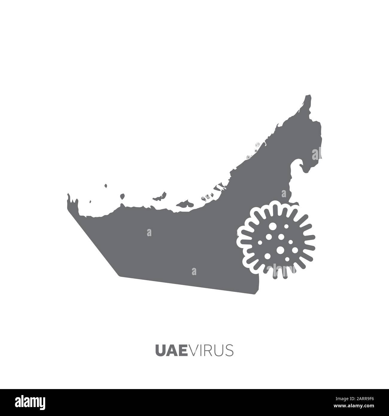 UAE map with a virus microbe. Illness and disease outbreak Stock Vector