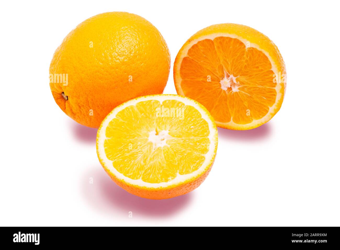 fresh oranges isolated on a white background with shadow Stock Photo