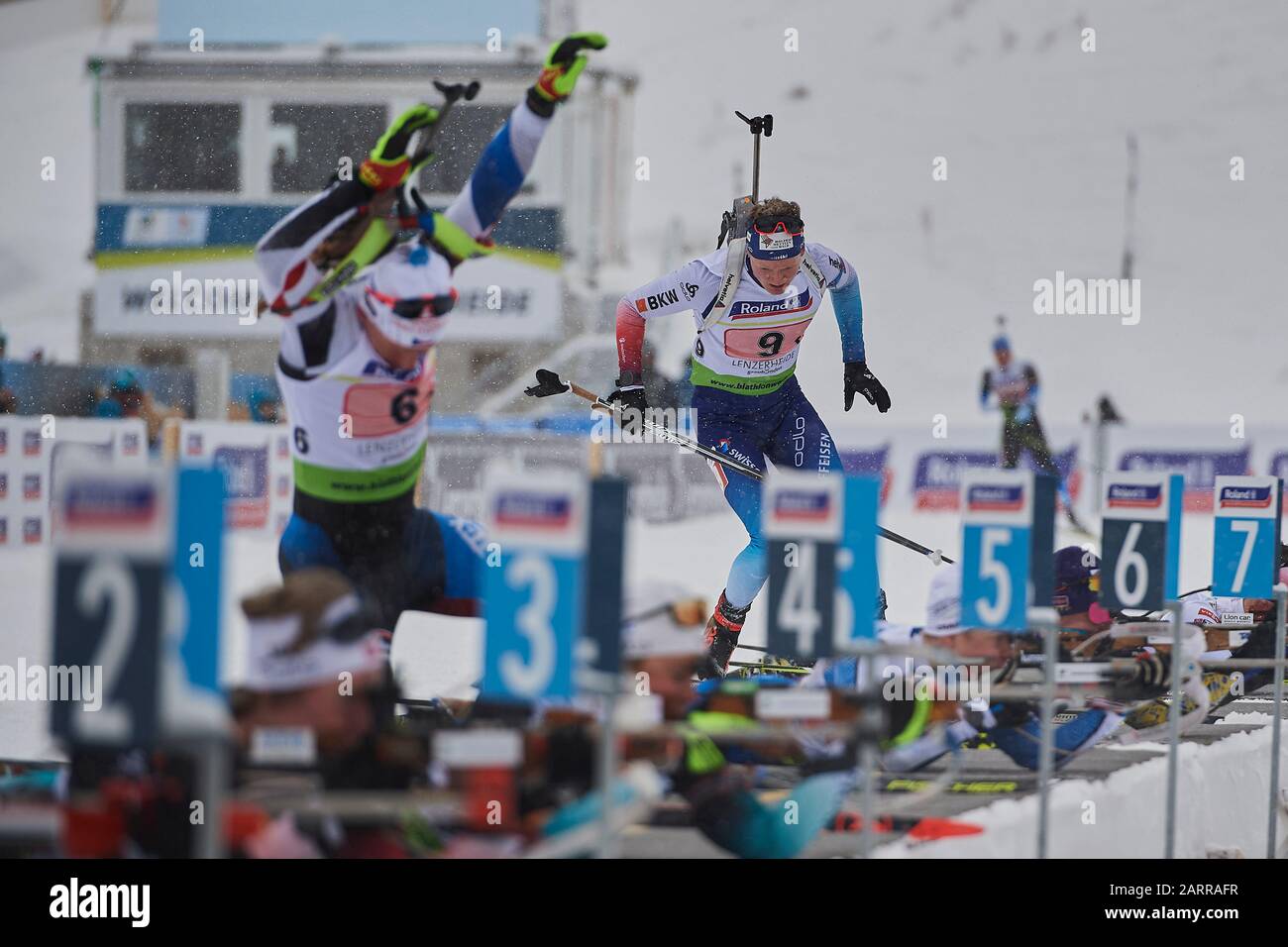 Lenzerheide, Schweiz, 29. Januar 2020. Sebastian Stalder beim 4x7.5 km Staffelrennen der Junioren Männer an den Jugend- und Junioren-Weltmeisterschaft Stock Photo