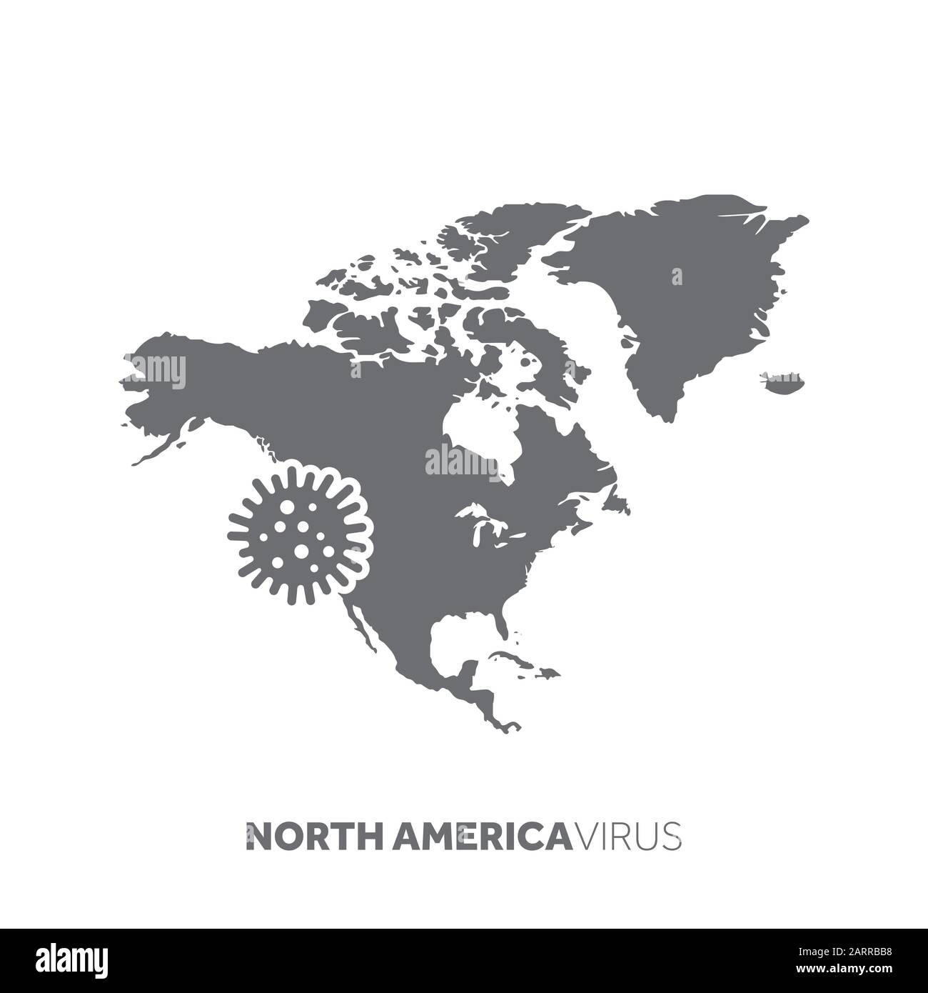 North America map with a virus microbe. Illness and disease outbreak Stock Vector