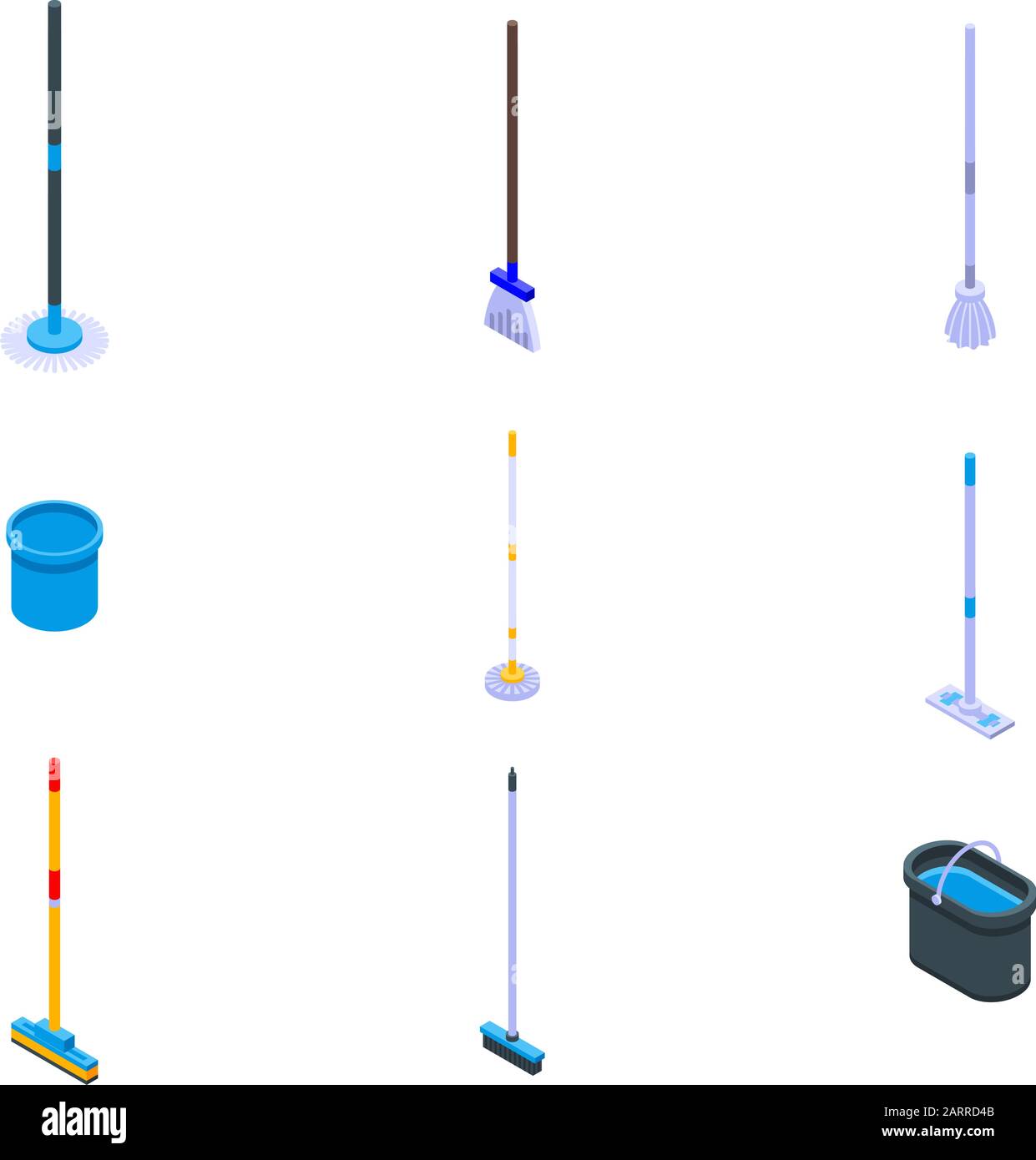 Mop icons set, isometric style Stock Vector
