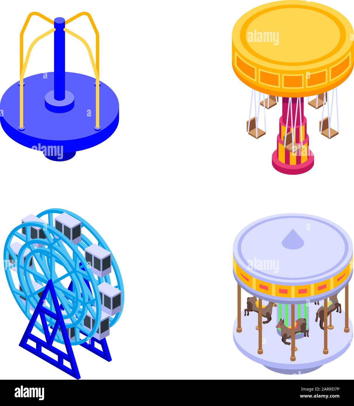 Carousel icons set, isometric style Stock Vector