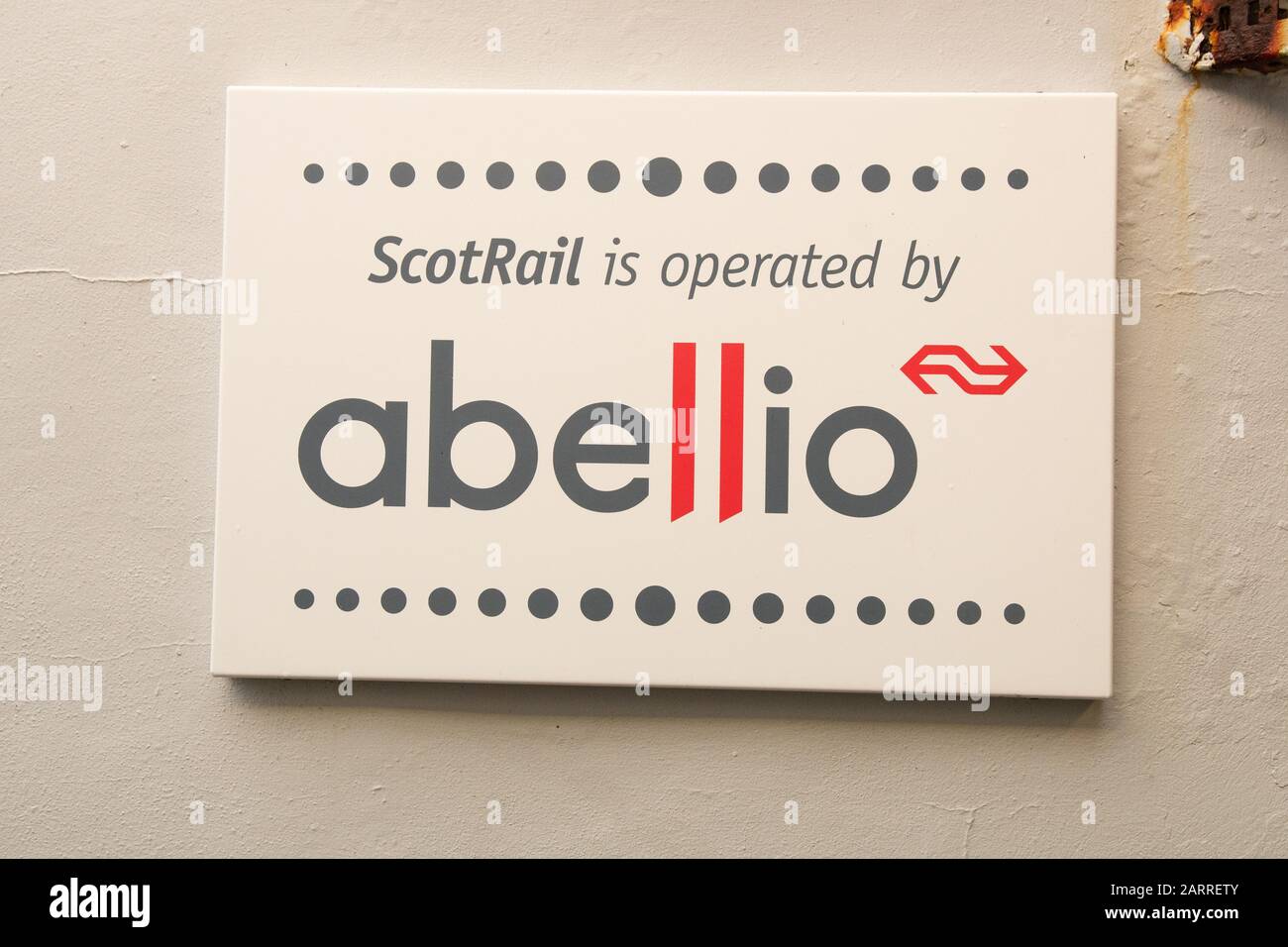 Abellio Scotrail sign - Scotland, UK Stock Photo