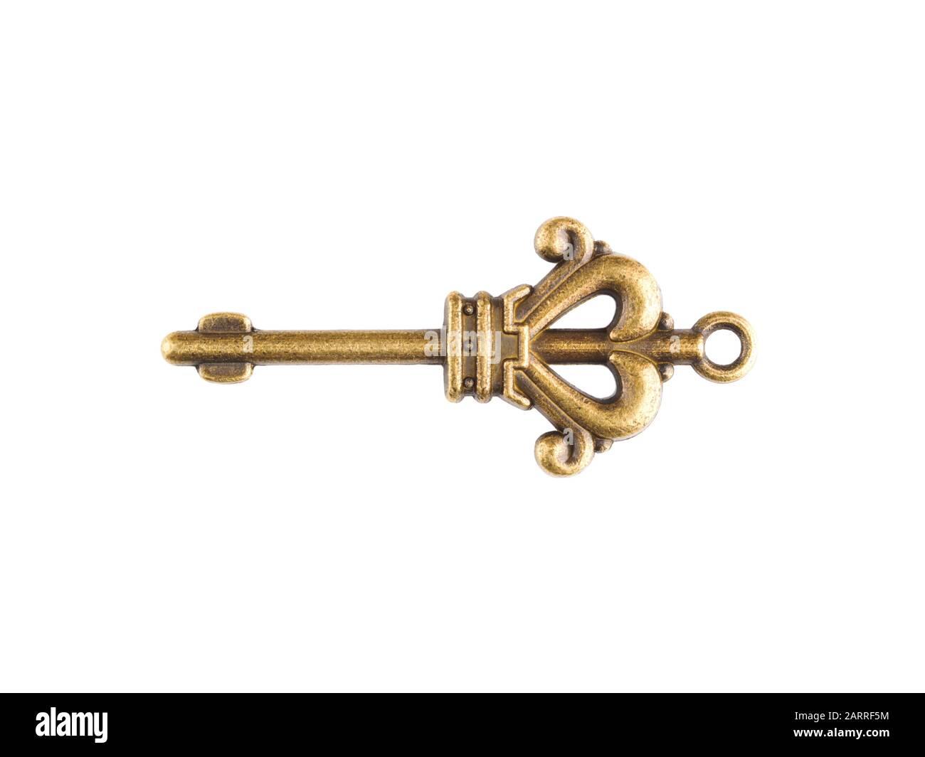 Bronze vintage key isolated on white Stock Photo