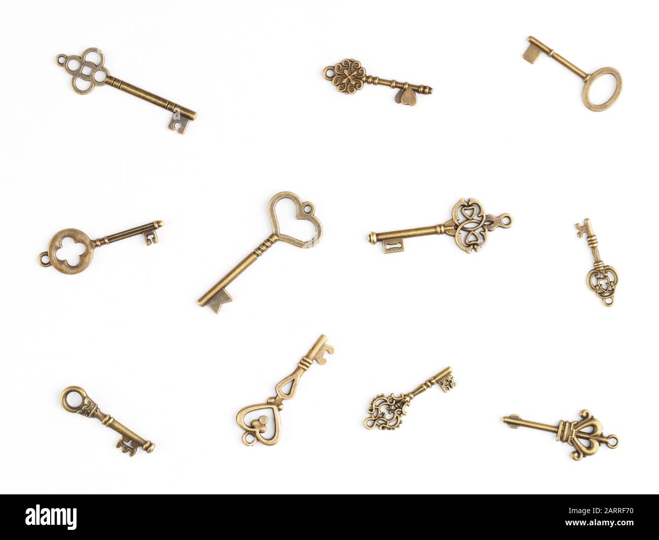 Set of antique keys isolated on white Stock Photo Alamy