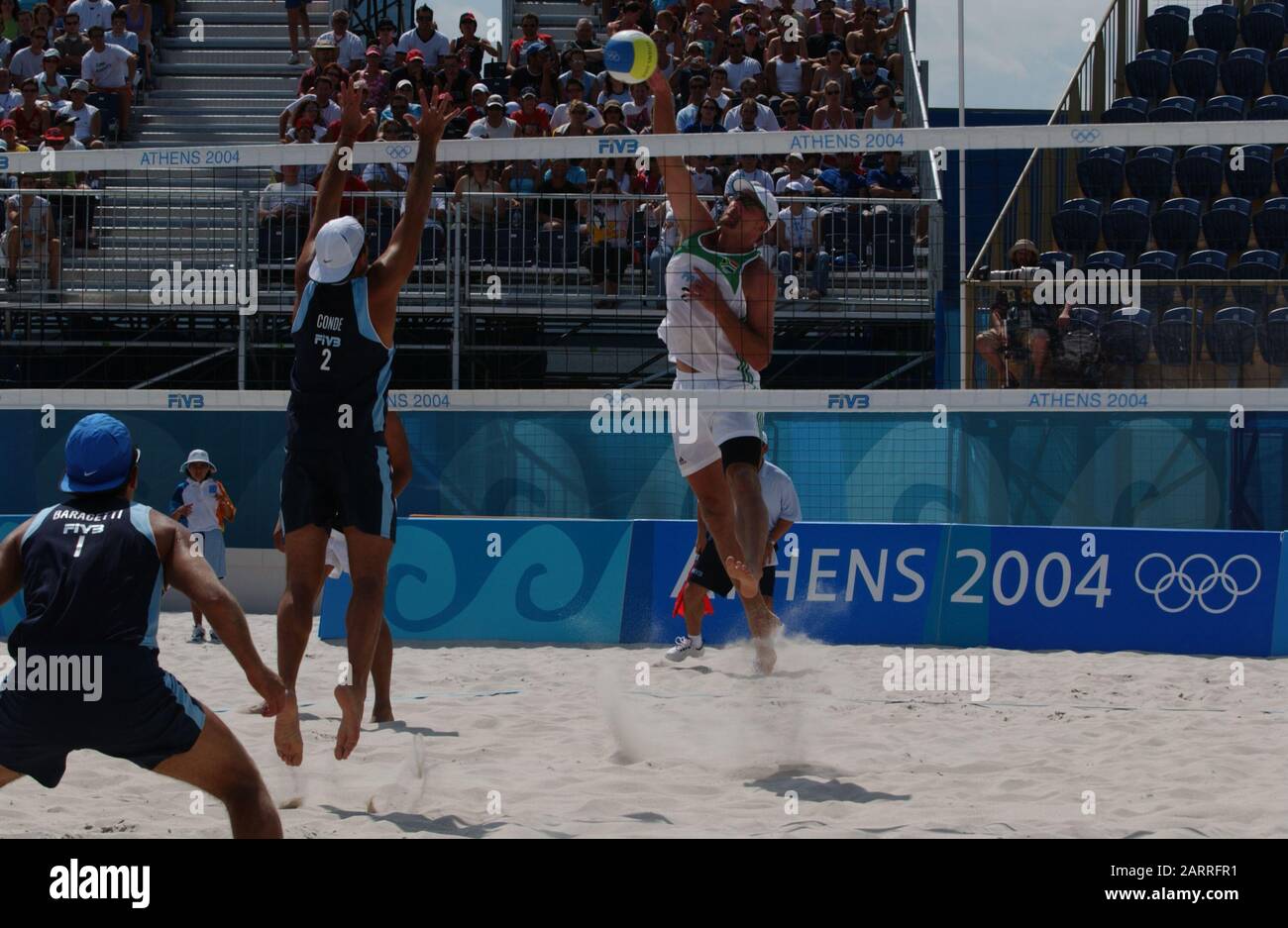 20040816 Olympic Games Athens Greece [Beach Volley Ball] Faliro Coastal Zone - Olympic Complex Mandatory Peter Spurrier/Intersport Images Stock Photo