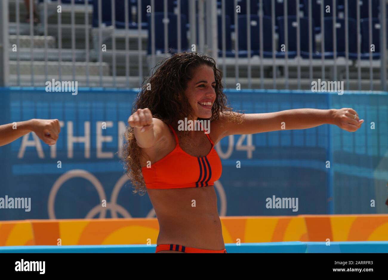 20040816 Olympic Games Athens Greece [Beach Volley Ball] Faliro Coastal Zone - Olympic Complex Mandatory Peter Spurrier/Intersport Images Stock Photo