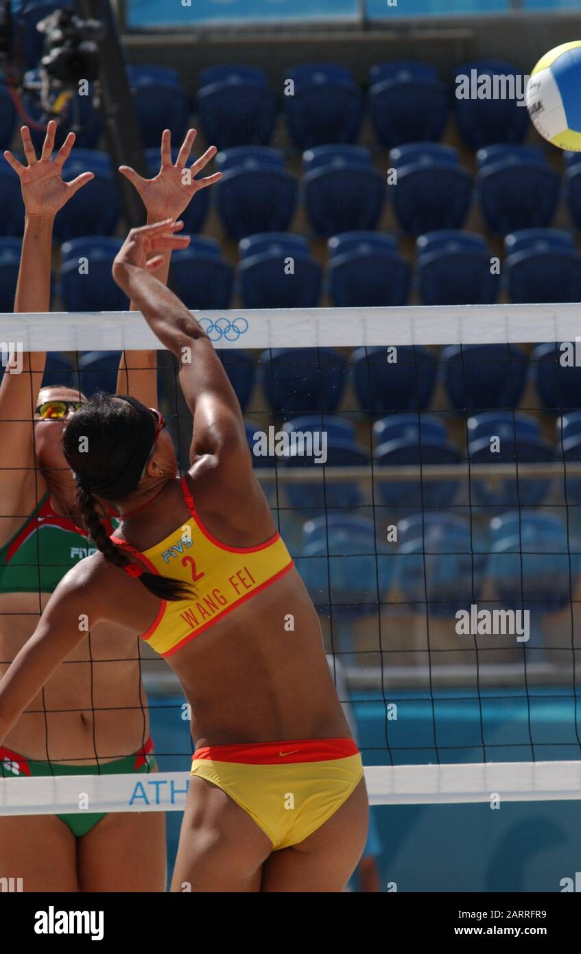 20040816 Olympic Games Athens Greece [Beach Volley Ball] Faliro Coastal Zone - Olympic Complex Mandatory Peter Spurrier/Intersport Images Stock Photo