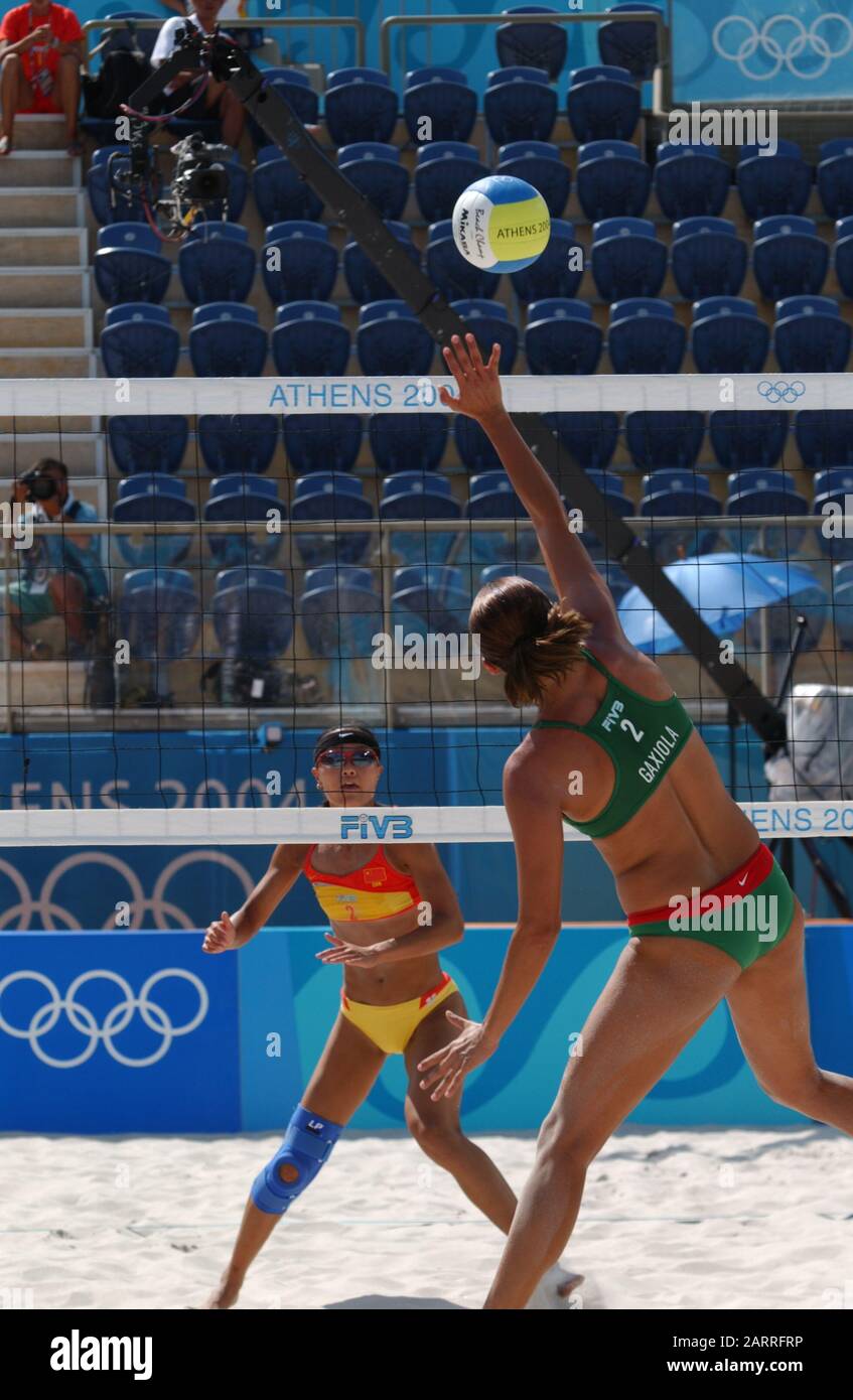 20040816 Olympic Games Athens Greece [Beach Volley Ball] Faliro Coastal Zone - Olympic Complex Mandatory Peter Spurrier/Intersport Images Stock Photo