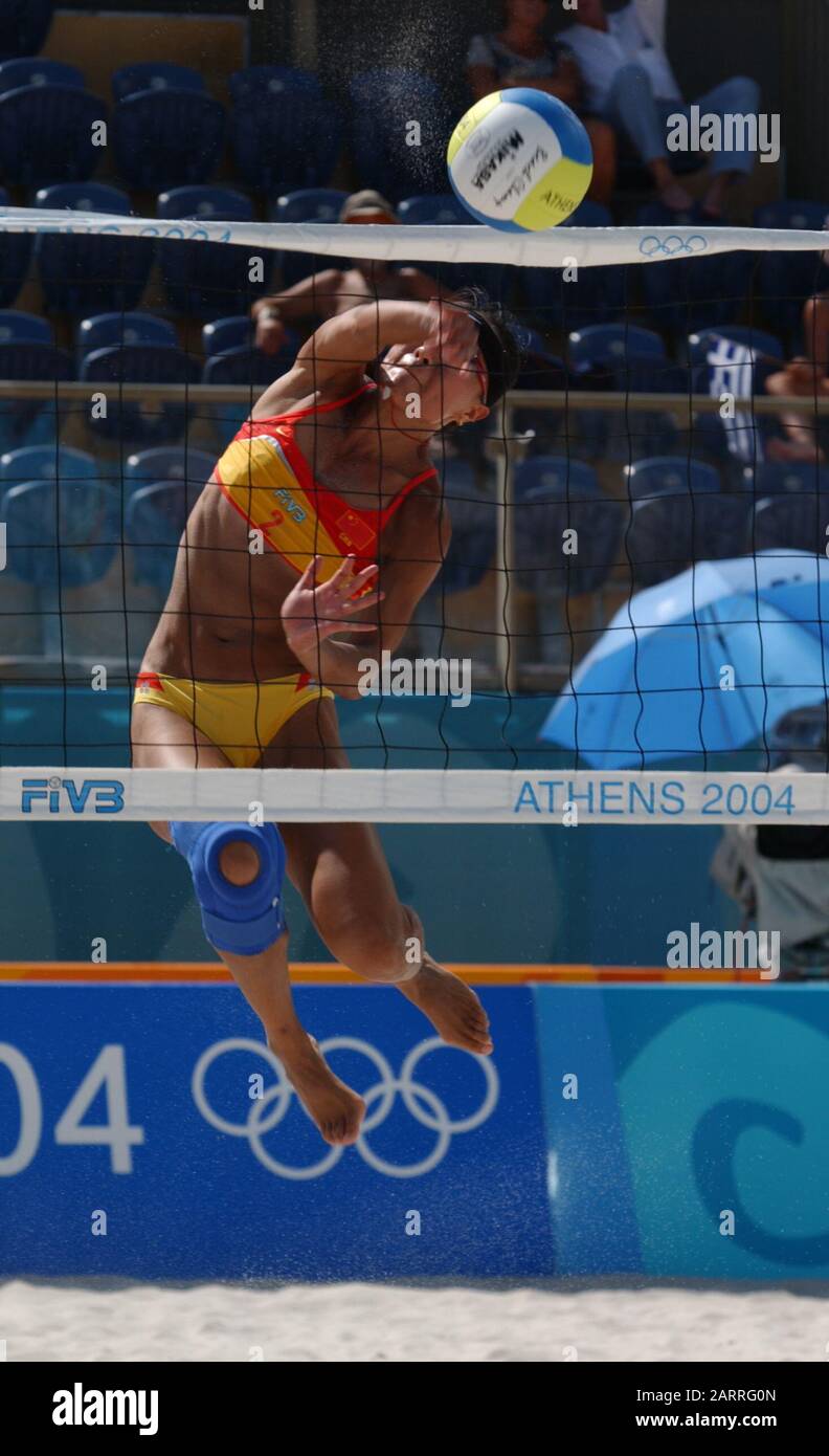 20040816 Olympic Games Athens Greece [Beach Volley Ball] Faliro Coastal Zone - Olympic Complex Mandatory Peter Spurrier/Intersport Images Stock Photo