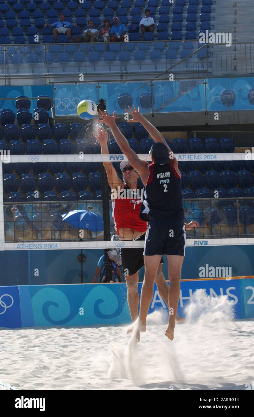 20040816 Olympic Games Athens Greece [Beach Volley Ball] Faliro Coastal Zone - Olympic Complex Mandatory Peter Spurrier/Intersport Images Stock Photo