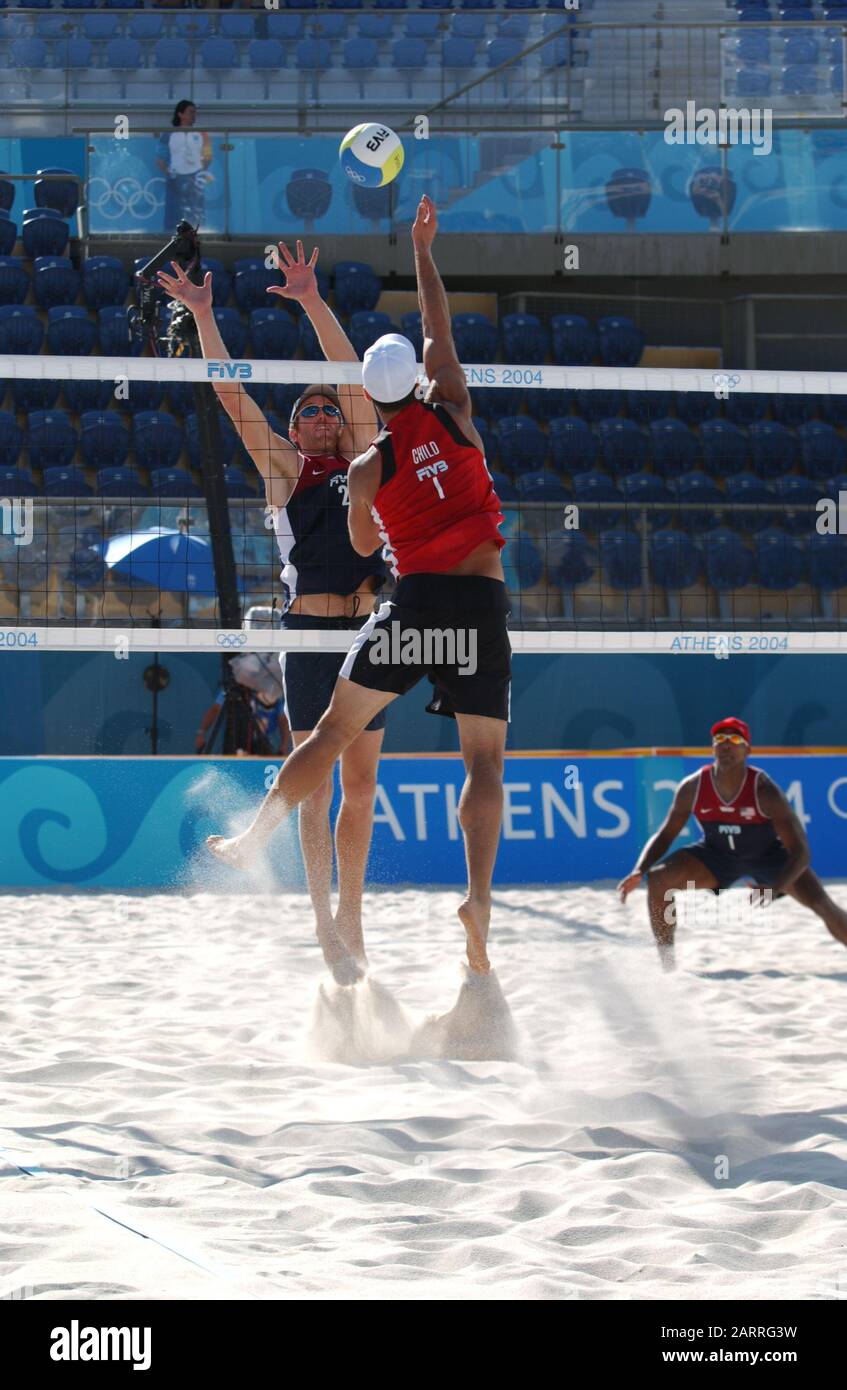 20040816 Olympic Games Athens Greece [Beach Volley Ball] Faliro Coastal Zone - Olympic Complex Mandatory Peter Spurrier/Intersport Images Stock Photo