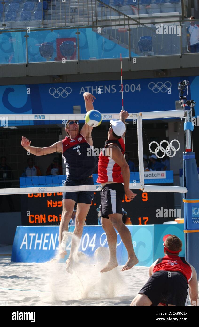 20040816 Olympic Games Athens Greece [Beach Volley Ball] Faliro Coastal Zone - Olympic Complex Mandatory Peter Spurrier/Intersport Images Stock Photo