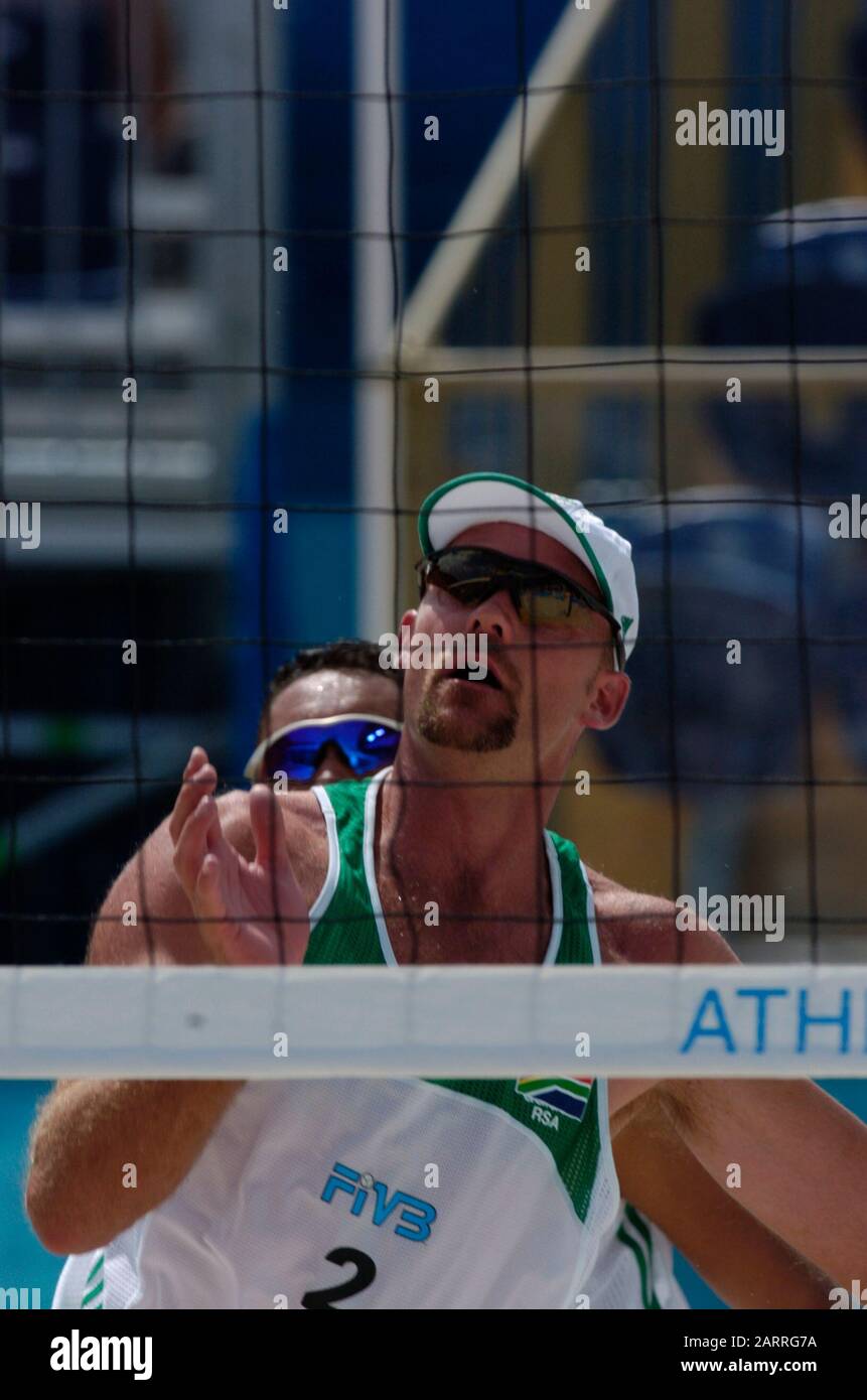 20040816 Olympic Games Athens Greece [Beach Volley Ball] Faliro Coastal Zone - Olympic Complex Mandatory Peter Spurrier/Intersport Images Stock Photo