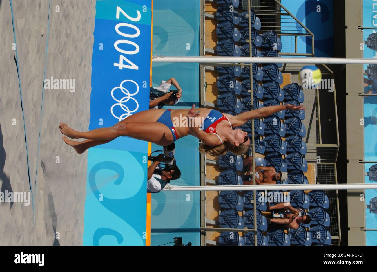 20040816 Olympic Games Athens Greece [Beach Volley Ball] Faliro Coastal Zone - Olympic Complex Mandatory Peter Spurrier/Intersport Images Stock Photo