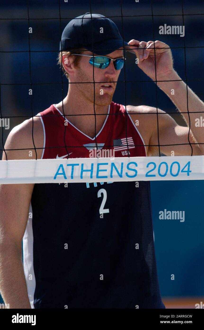 20040816 Olympic Games Athens Greece [Beach Volley Ball] Faliro Coastal Zone - Olympic Complex Mandatory Peter Spurrier/Intersport Images Stock Photo