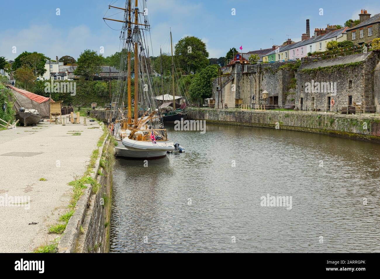 Charlestown Harbour an 18th century sea port on the Cornish coast in St Austell Bay Stock Photo