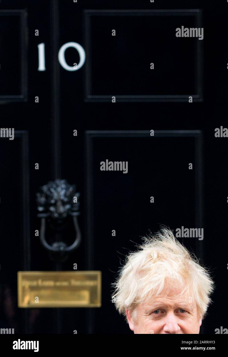 London, UK. 29th Jan, 2020. British Prime Minister Boris Johnson in Downing Street after returning from Prime Ministers Questions in Parliament Credit: PjrFoto/Alamy Live News Stock Photo