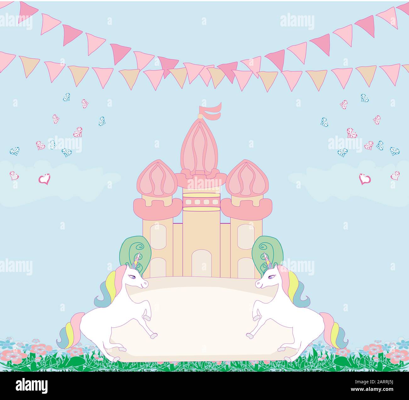 Card with a cute unicorns Stock Photo - Alamy