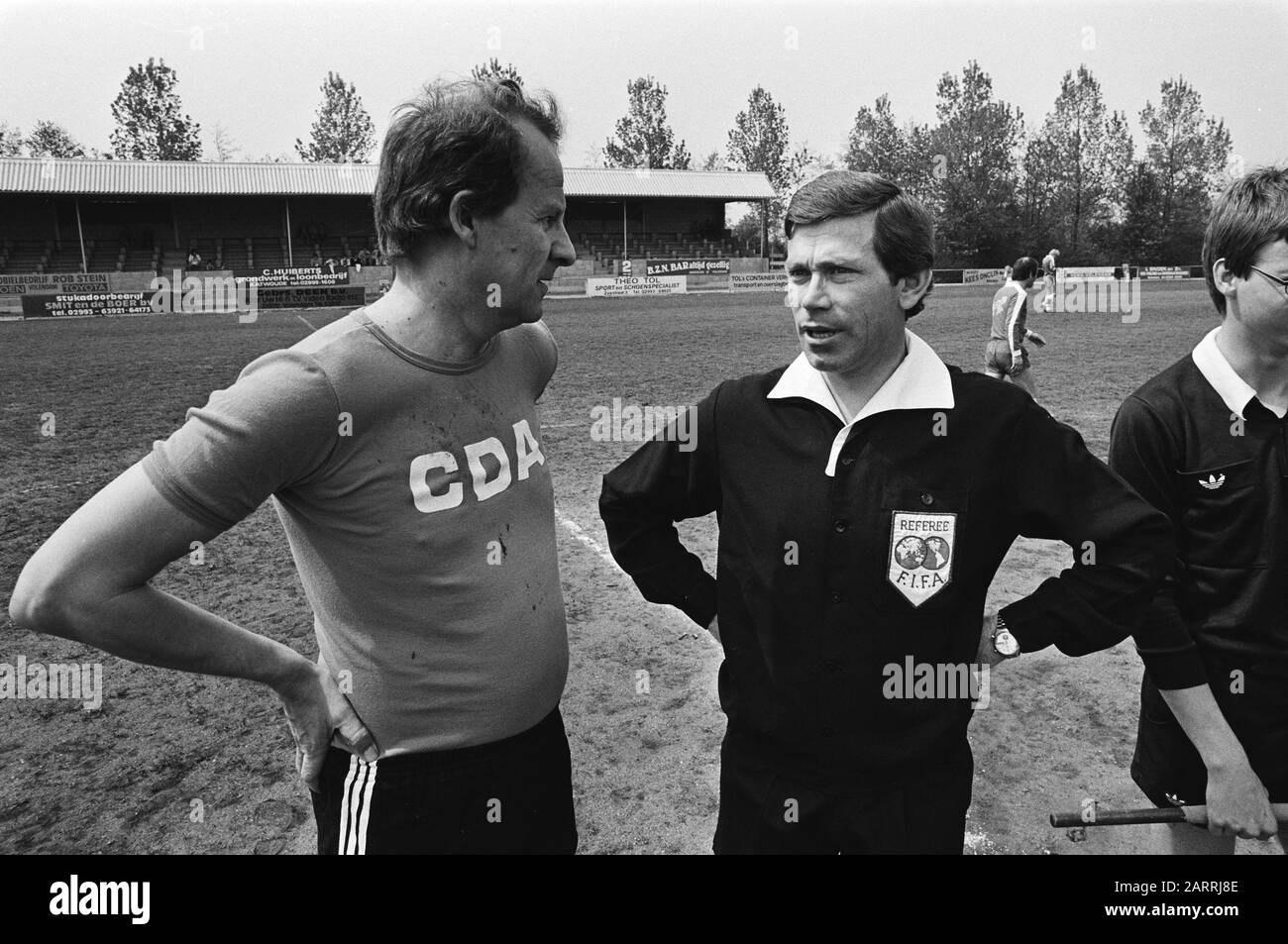Football match between CDA against artists and broadcasters as election stunt, players for the match Date: May 9, 1981 Keywords: ARTISTS, broadcasting staff, sports, soccer, etc. matches Institution name: CDA Stock Photo