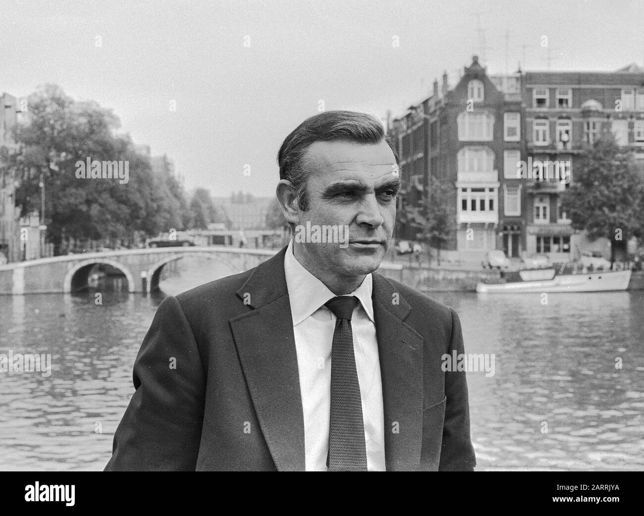 Sean Connery shooting the James Bond movie Diamonds are Forever in Amsterdam, the Netherlands.; Stock Photo