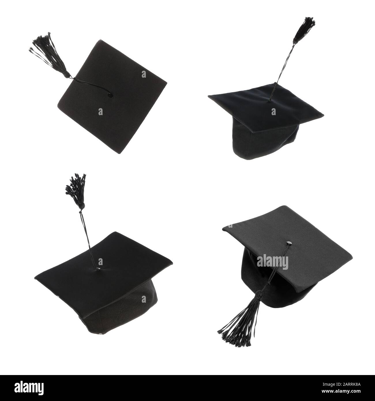 Collage with mortar boards on white background Stock Photo - Alamy