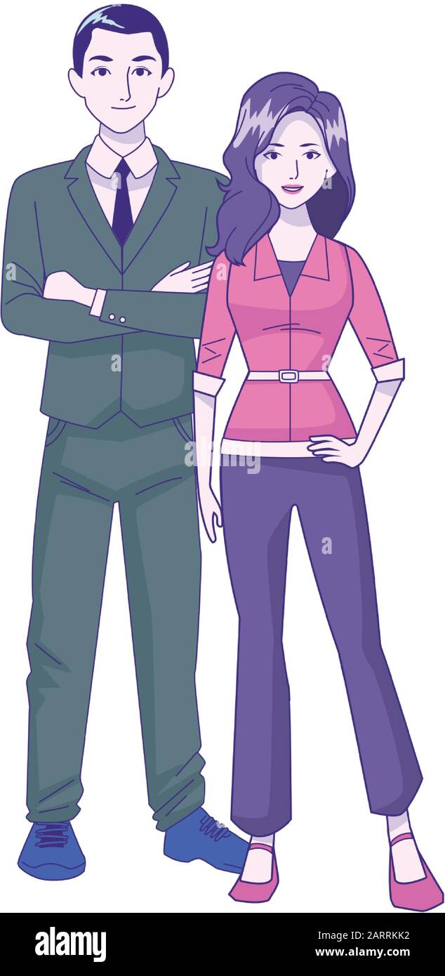 cartoon businessman and woman standing icon Stock Vector Image & Art ...