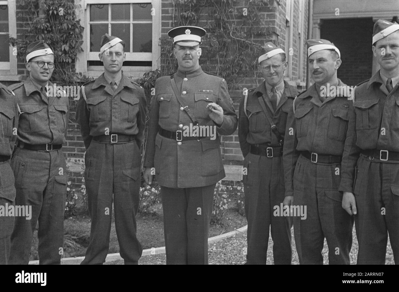 Series Octu-training at Aldershot for Dutch officers, together with British cadets. [Passing out of Dutch Cadets. 15 Group cadets] Date: May 1943 Location: Aldershot, Great Britain Keywords: army, soldiers, trainings, World War II Stock Photo