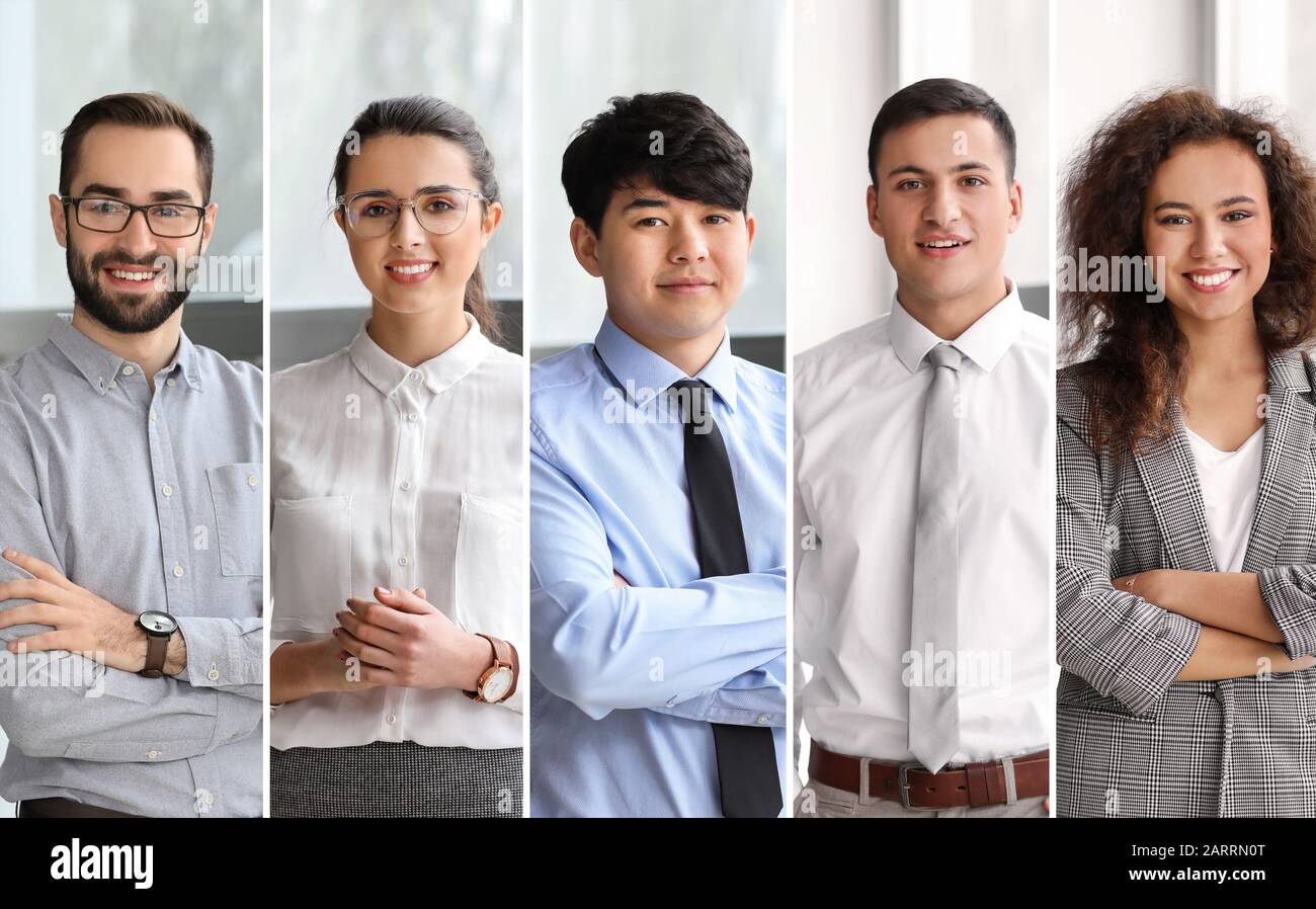 Collage with business people in office Stock Photo - Alamy