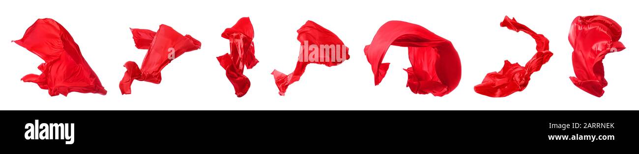 Collage with flying fabric on white background Stock Photo