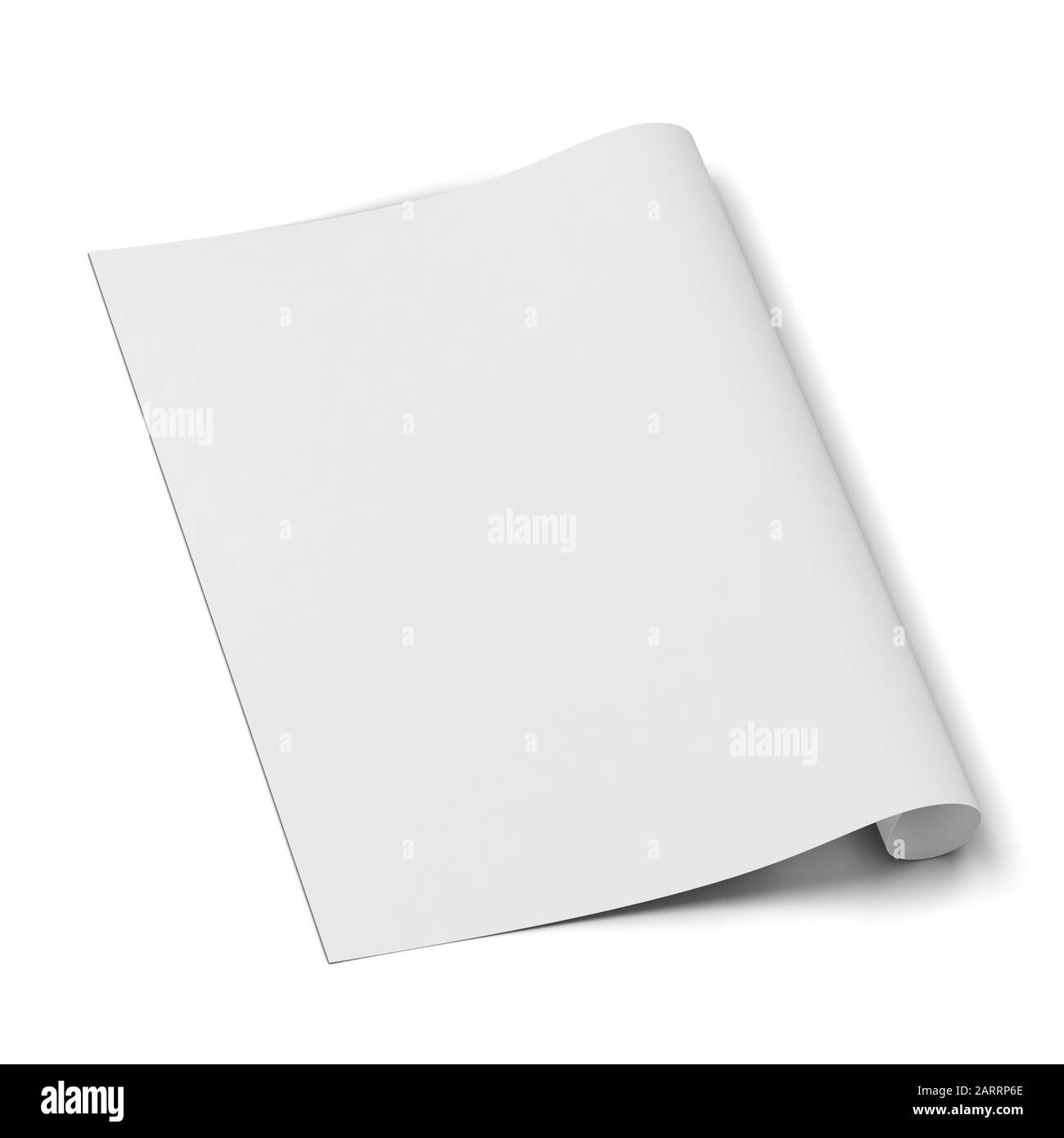 Paper canvas print sheet mockup. 3d illustration isolated on white background Stock Photo