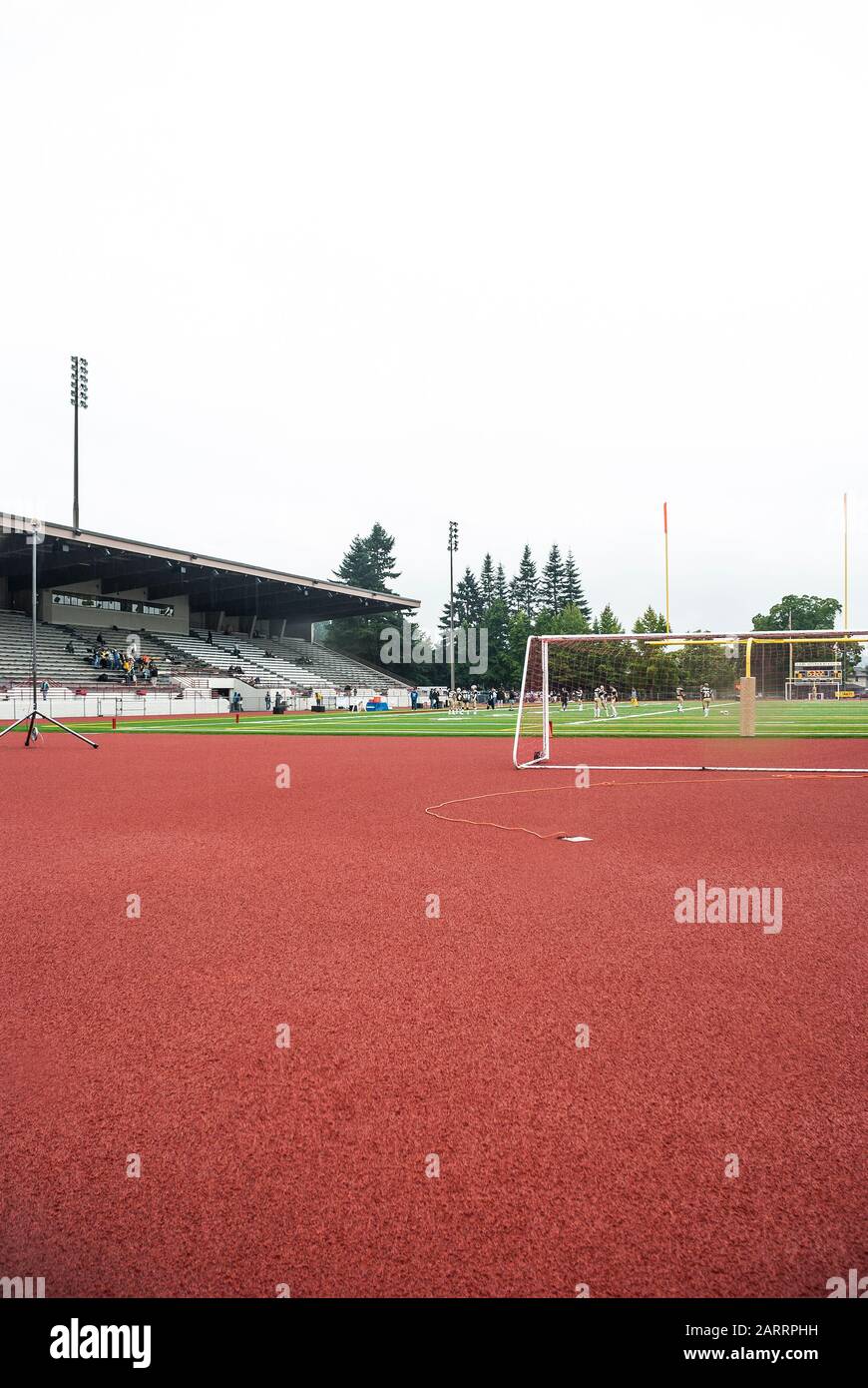 High School band in the bleachers in Sparks Stadium in Puyllup