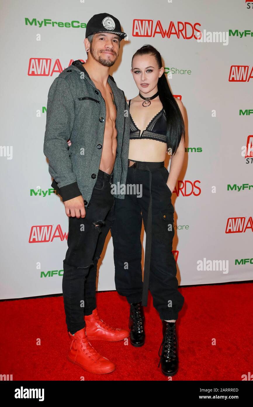 Bambino and Danni Rivers (r) attend the 2020 Adult Video News AVN Awards at The Joint inside Hotel Hard Rock & Casino in Las Vegas, Nevada, USA, on 25 January 2020. | usage worldwide Stock Photo