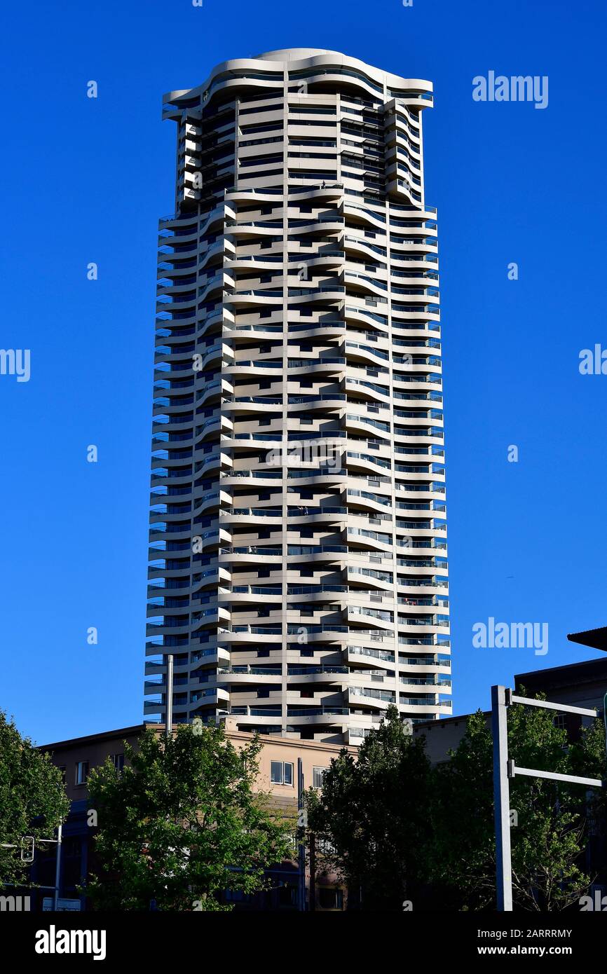 Sydney, NSW, Australia - October 29, 2017: Solitary apartment building named The Horizon in Darlinghurst district Stock Photo