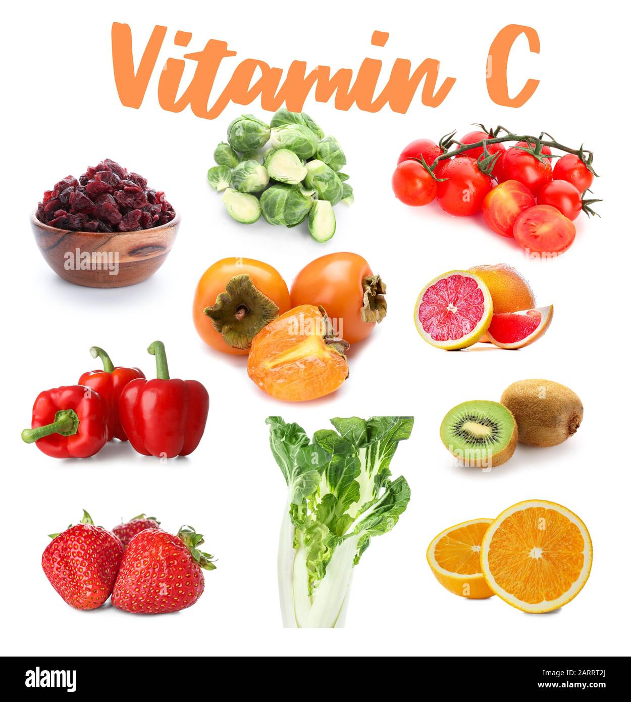 Set of products rich in vitamin C on white background Stock Photo Alamy