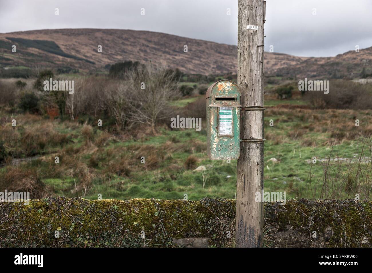 Castledonovan, Bantry, Cork, Ireland. 29th January, 2020. An old Posts and Telegraphs postbox which is still used in the rural area of Castledonovan, Stock Photo