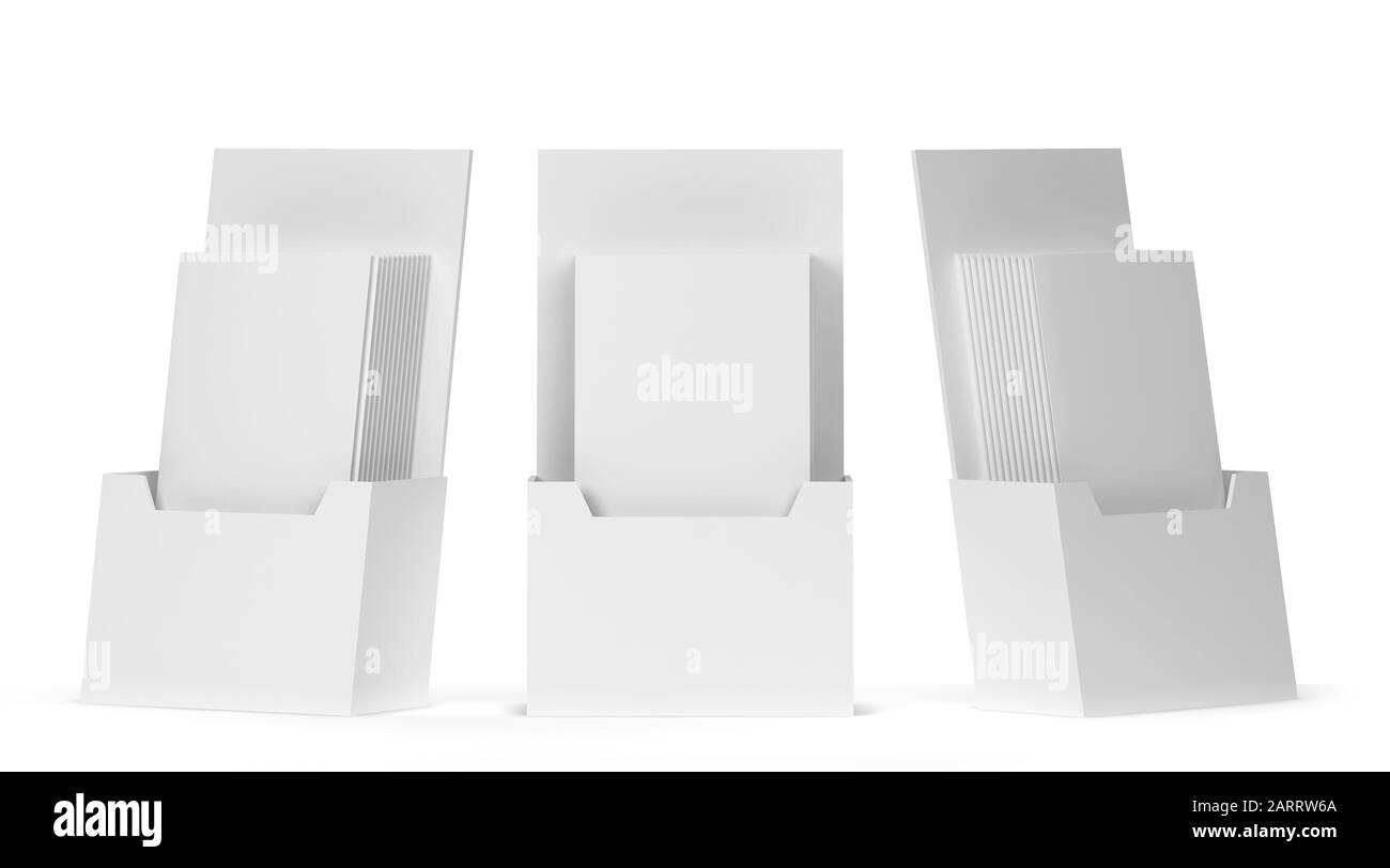 Download Blank Brochure Holder Mockup 3d Illustration Isolated On White Background Stock Photo Alamy PSD Mockup Templates