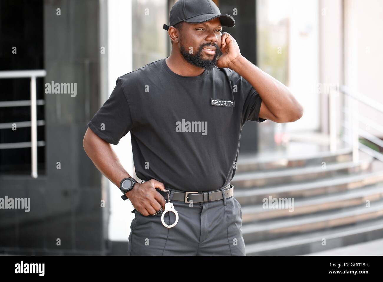 African-American security guard outdoors Stock Photo - Alamy