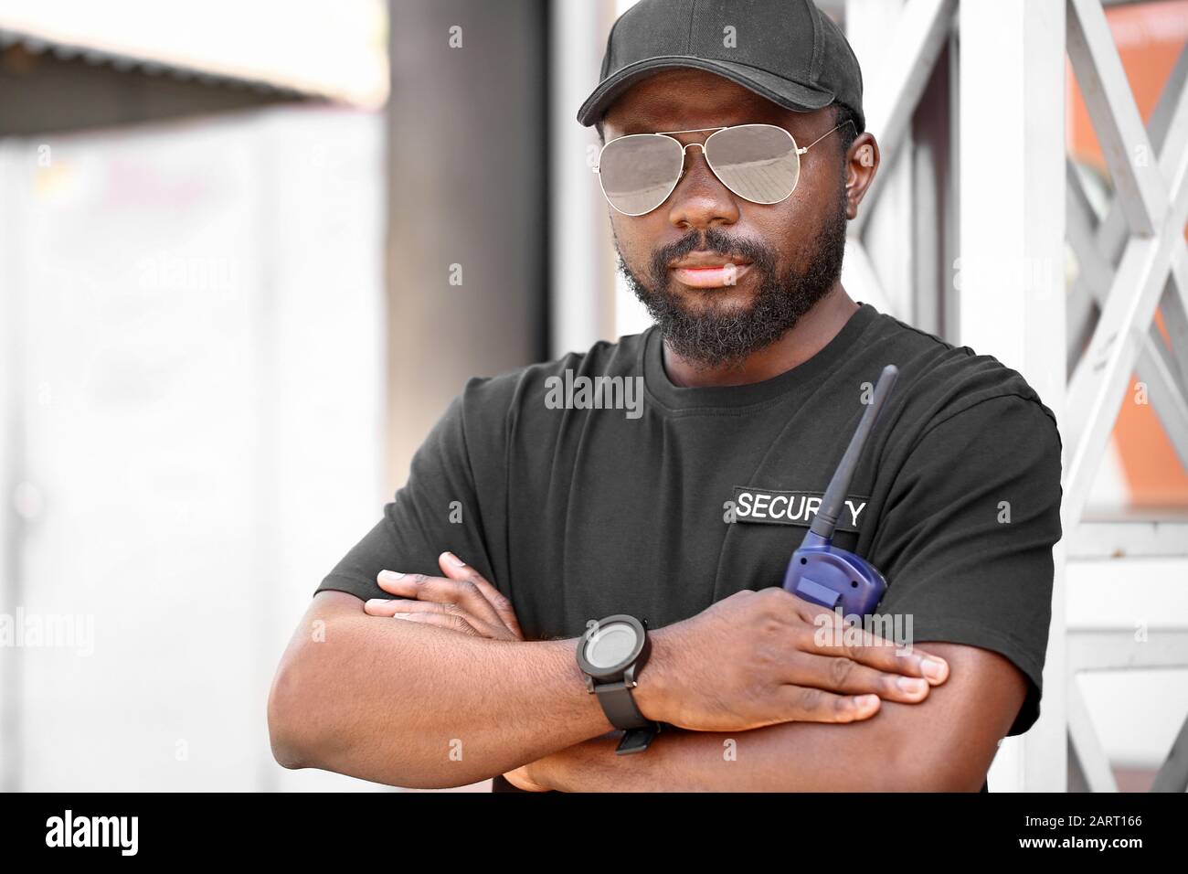 African-American security guard outdoors Stock Photo - Alamy