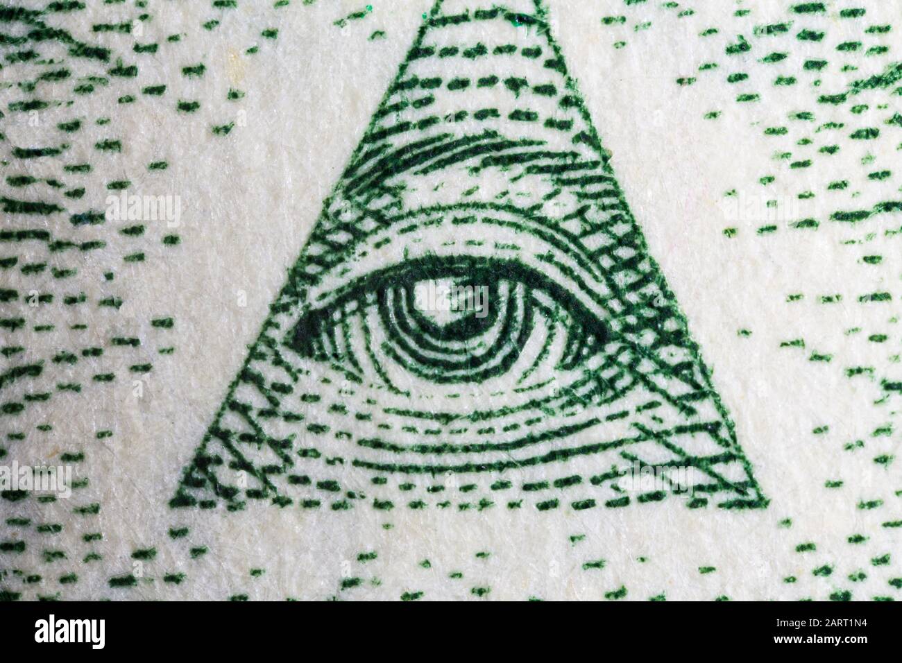 Macro close up photograph of the Eye of Providence on the US one dollar bill. Stock Photo