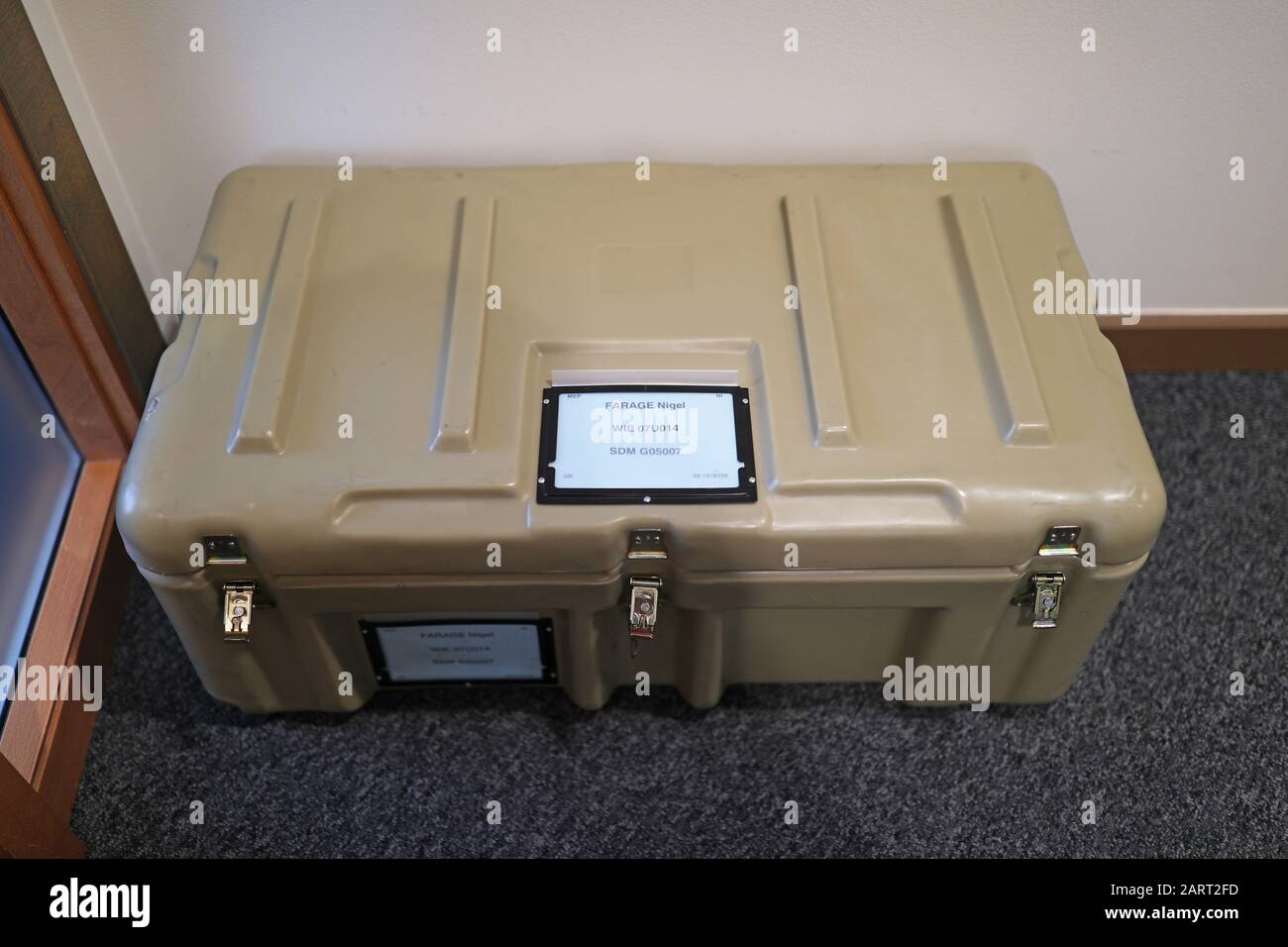 A case belonging to Nigel Farage at the European Parliament in Brussels,  Belgium Stock Photo - Alamy